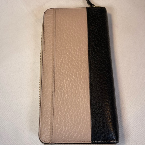 Kate Spade Leather Continental Wallet Zip Around Black Tan Color Block WLRU2749 - Picture 9 of 9